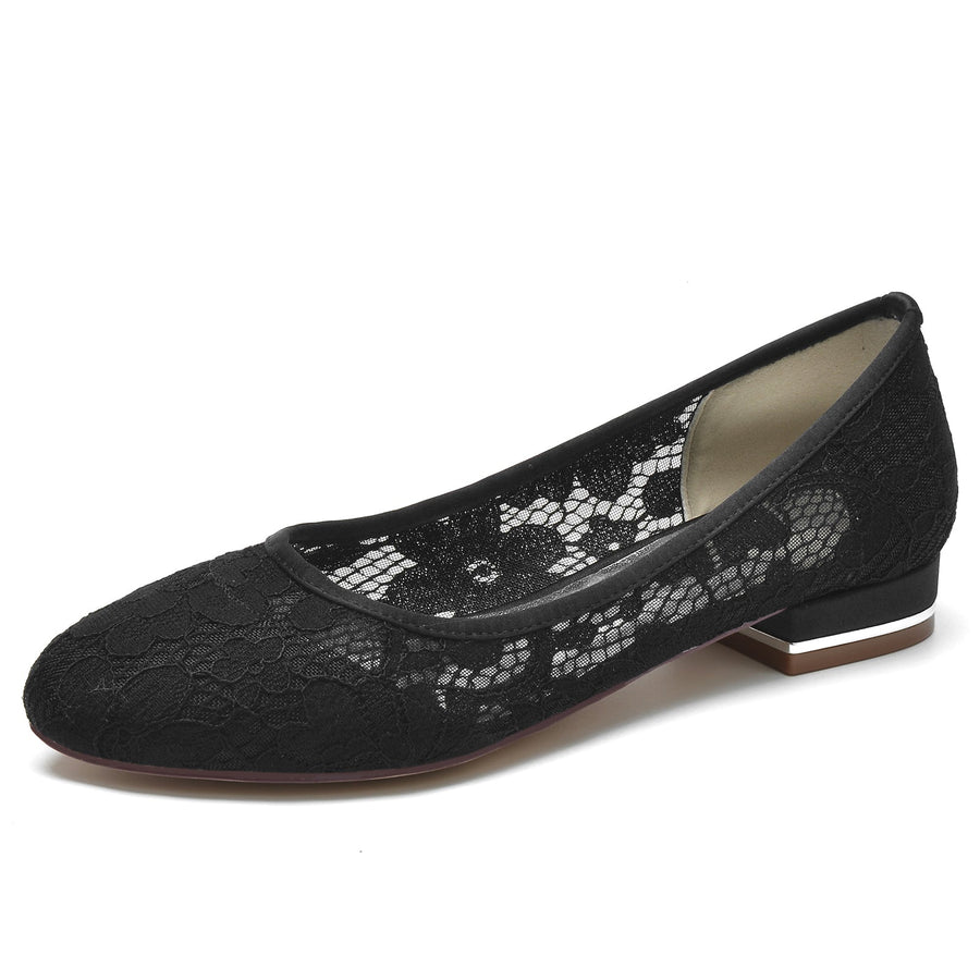 Damen Spitze Mit Spitze Geschlossene Zehen Flacher Absatz Abendschuhe