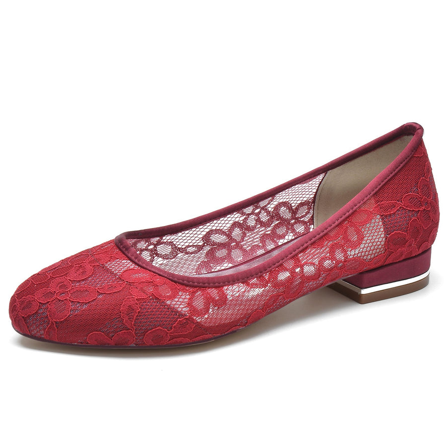 Damen Spitze Mit Spitze Geschlossene Zehen Flacher Absatz Abendschuhe
