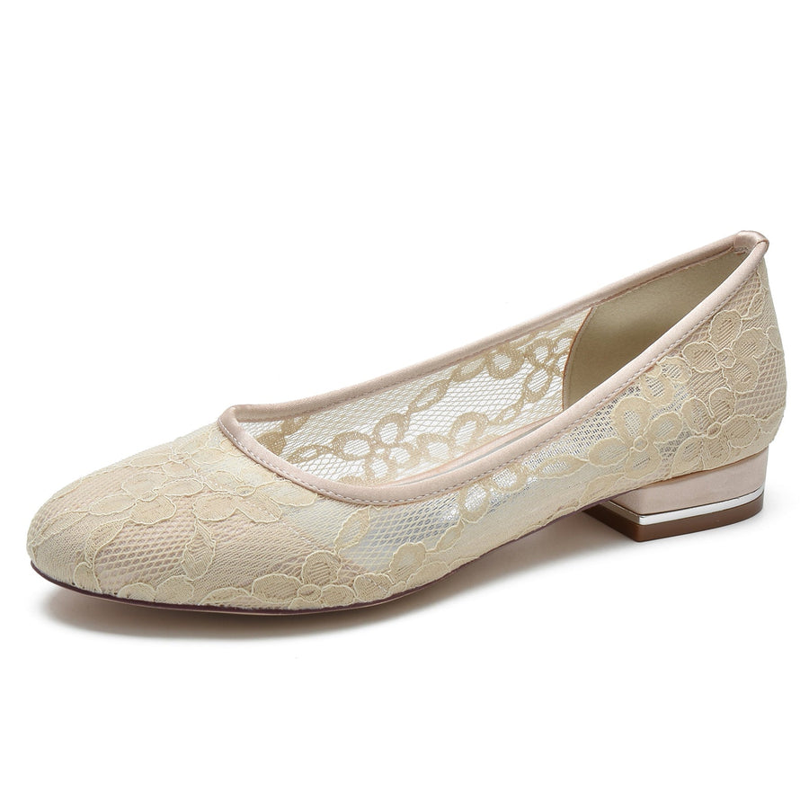 Damen Spitze Mit Spitze Geschlossene Zehen Flacher Absatz Abendschuhe