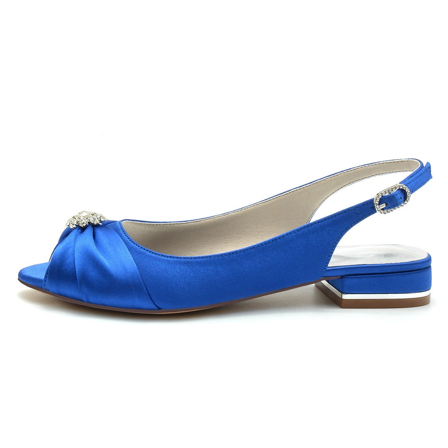Damen Seidensatin mit Blumen-Strass Geschlossene Zehenpartie Flacher Absatz Partyschuhe