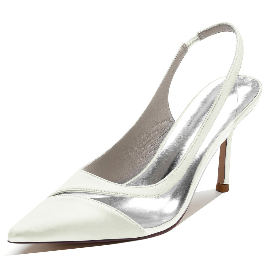 Damen Seidensatin Mit Stiletto-Absatz Geschlossene Zehe Hochzeitsschuhe