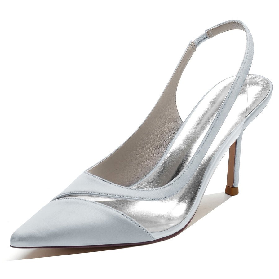 Damen Seidensatin Mit Stiletto-Absatz Geschlossene Zehe Hochzeitsschuhe