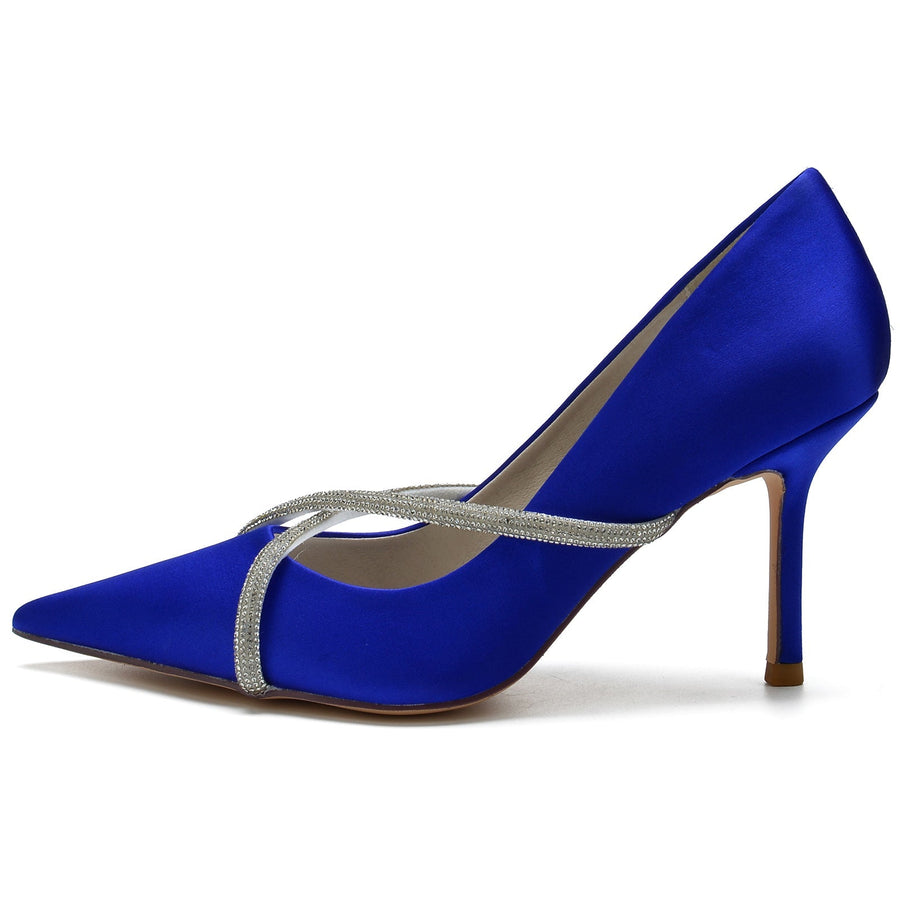 Damen Strass mit Seidensatin Geschlossene Zehen Stiletto-Absatz Abendschuhe
