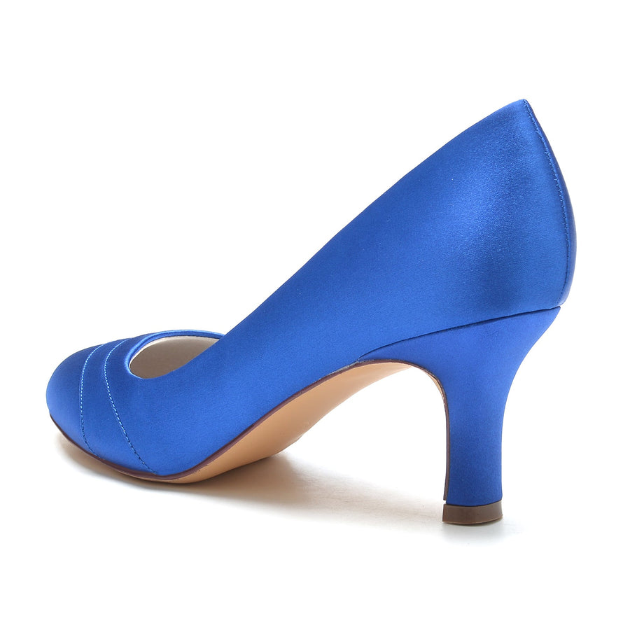 Damen Seidensatin Mit Geschlossener Spitze Spool Heel Party Schuhe