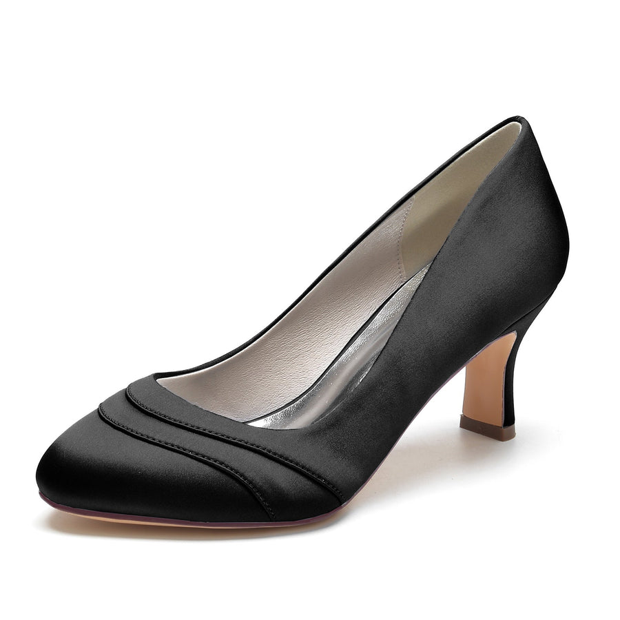 Damen Seidensatin Mit Geschlossener Spitze Spool Heel Party Schuhe