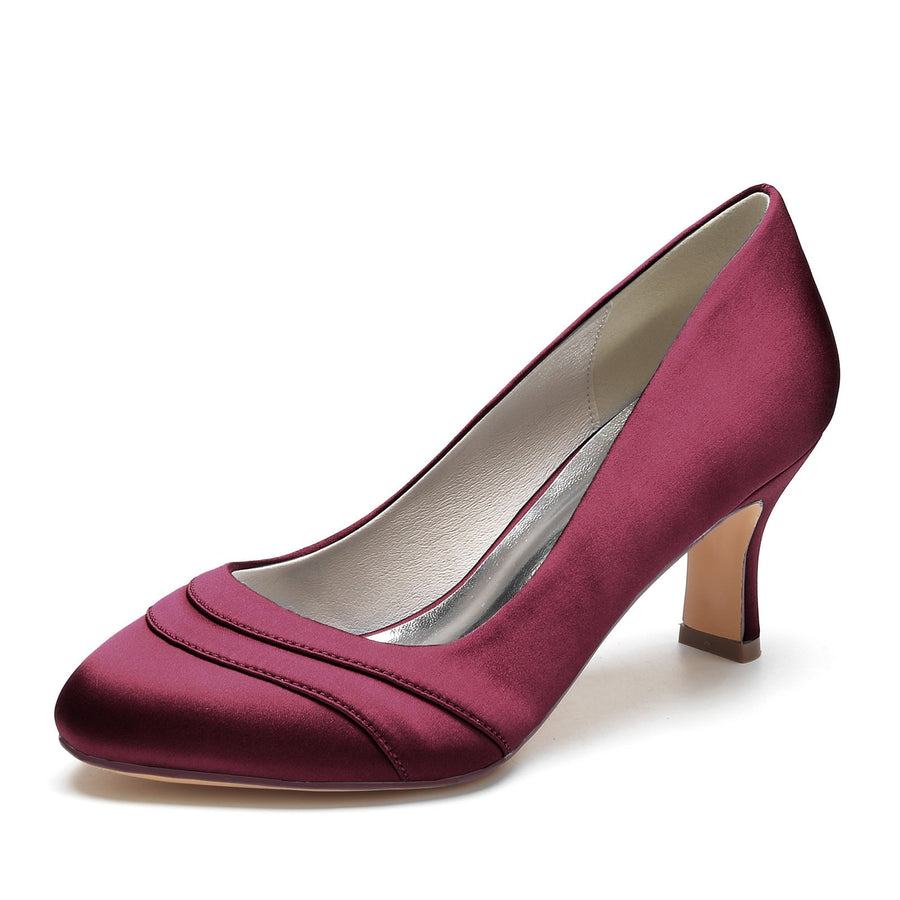 Damen Seidensatin Mit Geschlossener Spitze Spool Heel Party Schuhe