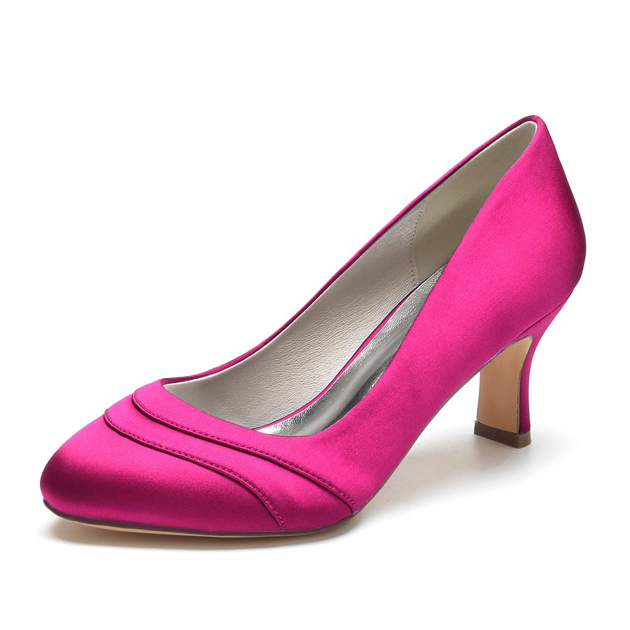 Damen Seidensatin Mit Geschlossener Spitze Spool Heel Party Schuhe