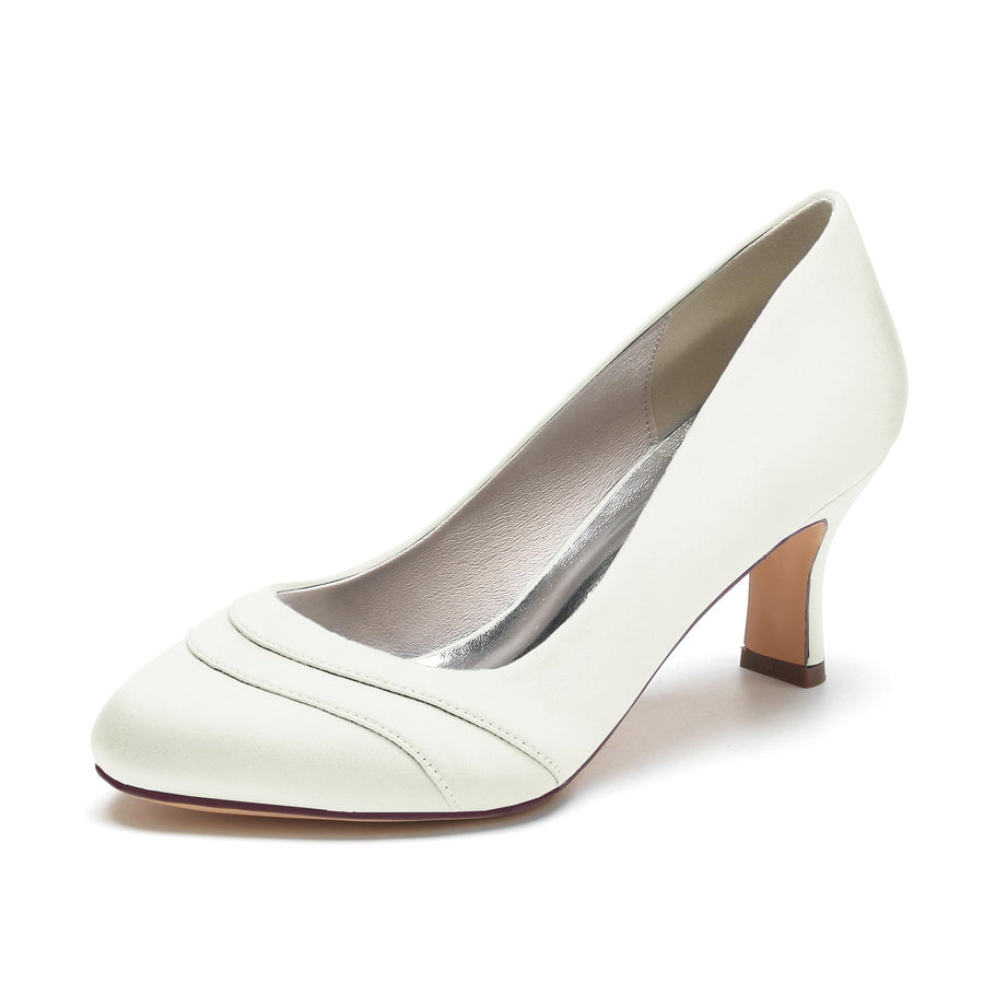 Damen Seidensatin Mit Geschlossener Spitze Spool Heel Party Schuhe