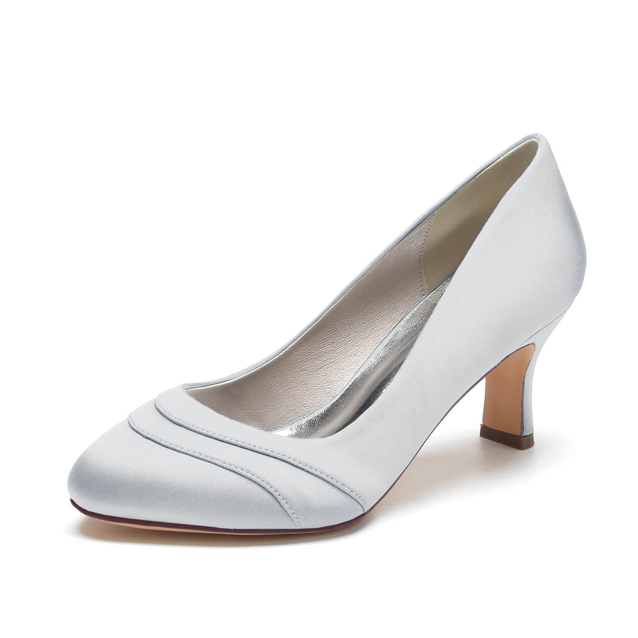 Damen Seidensatin Mit Geschlossener Spitze Spool Heel Party Schuhe