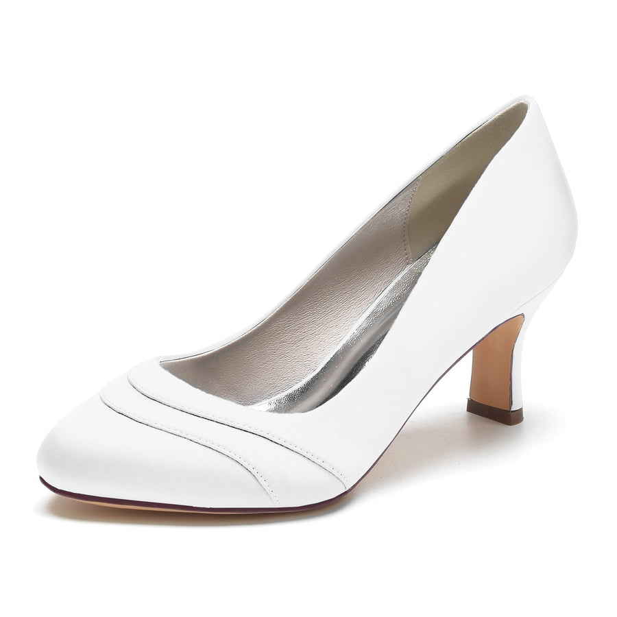 Damen Seidensatin Mit Geschlossener Spitze Spool Heel Party Schuhe