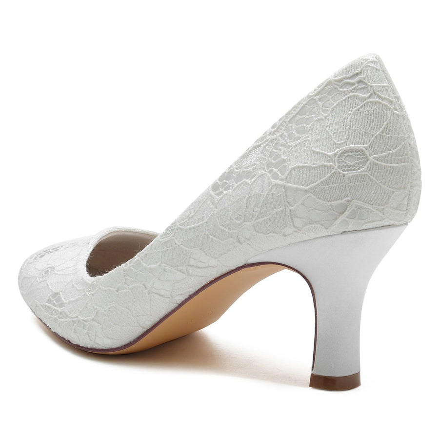 Damen Spitze Seidensatin Mit Spitze Geschlossene Zehenpartie Spool Heel Abendschuhe