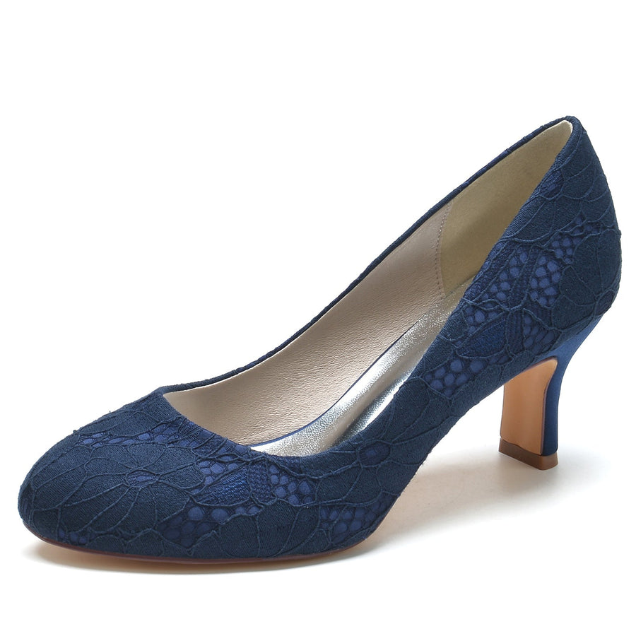 Damen Spitze Seidensatin Mit Spitze Geschlossene Zehenpartie Spool Heel Abendschuhe