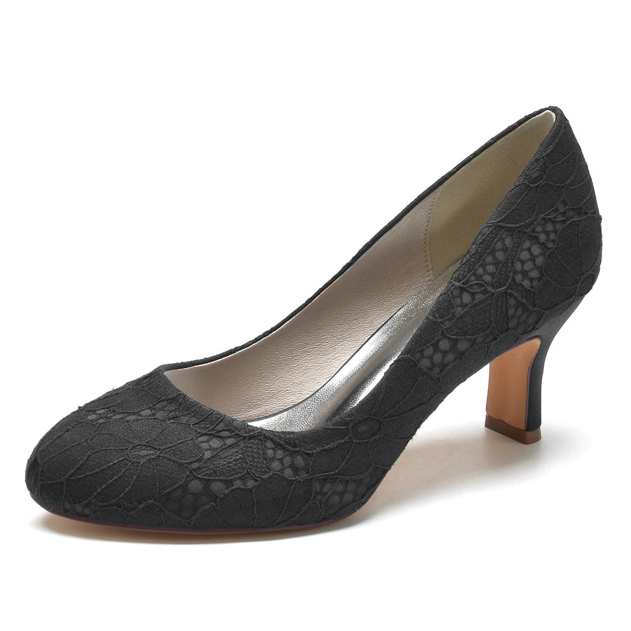 Damen Spitze Seidensatin Mit Spitze Geschlossene Zehenpartie Spool Heel Abendschuhe