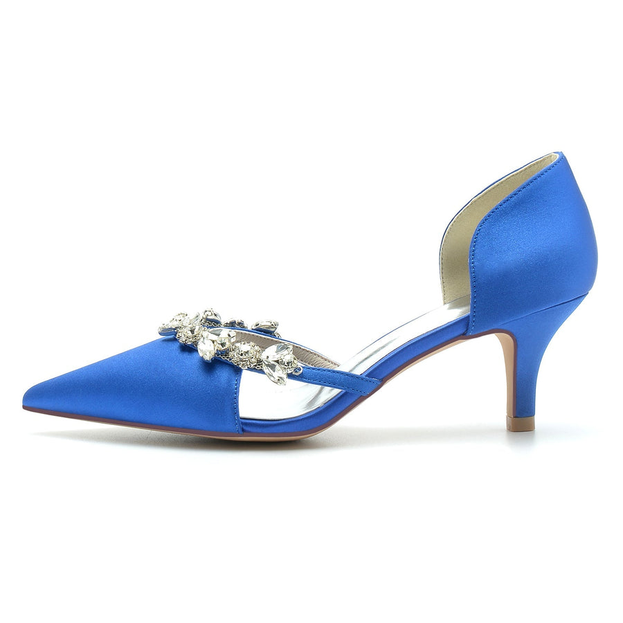 Damen Seidensatin Geschlossene Zehe Stilettoabsatz Mit Strass Partyschuhe