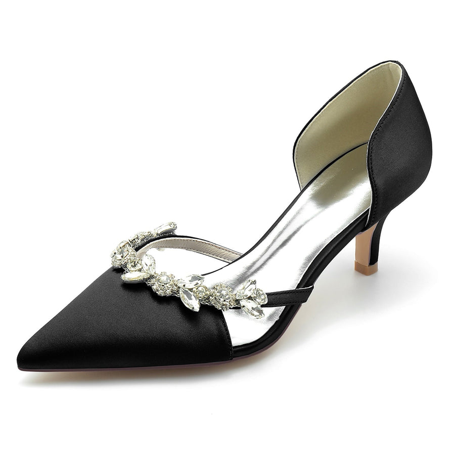 Damen Seidensatin Geschlossene Zehe Stilettoabsatz Mit Strass Partyschuhe