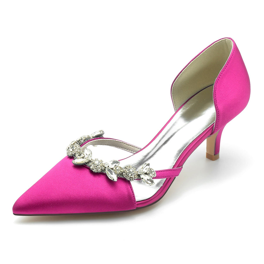 Damen Seidensatin Geschlossene Zehe Stilettoabsatz Mit Strass Partyschuhe