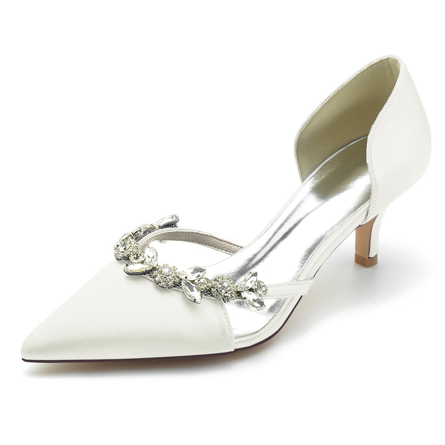 Damen Seidensatin Geschlossene Zehe Stilettoabsatz Mit Strass Partyschuhe