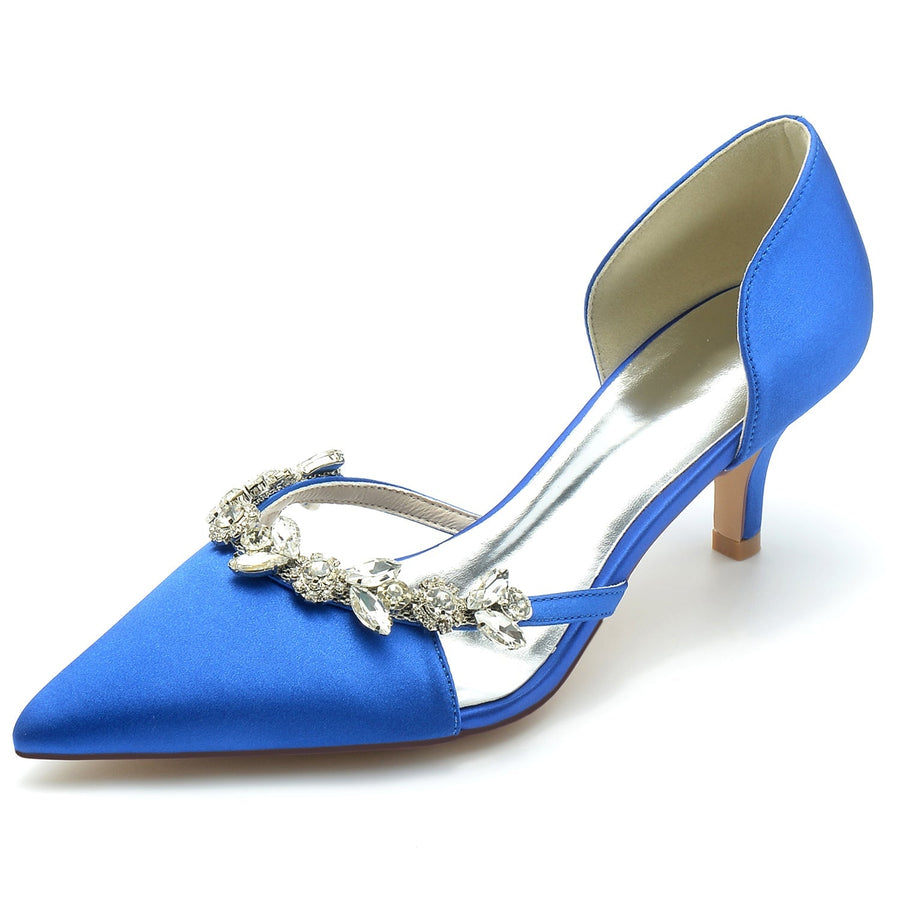 Damen Seidensatin Geschlossene Zehe Stilettoabsatz Mit Strass Partyschuhe