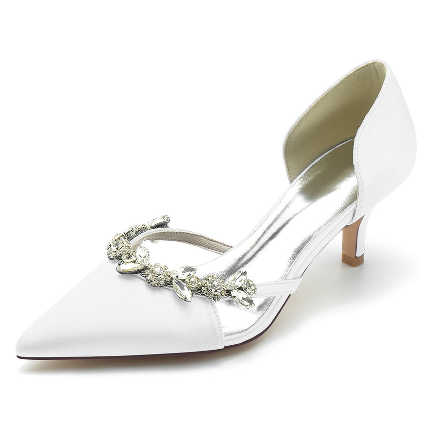 Damen Seidensatin Geschlossene Zehe Stilettoabsatz Mit Strass Partyschuhe