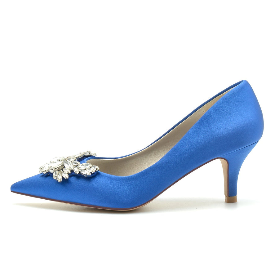 Damen Seidensatin mit Strass Geschlossene Zehen Stiletto-Absatz Abendschuhe