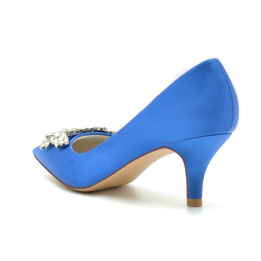 Damen Seidensatin mit Strass Geschlossene Zehen Stiletto-Absatz Abendschuhe