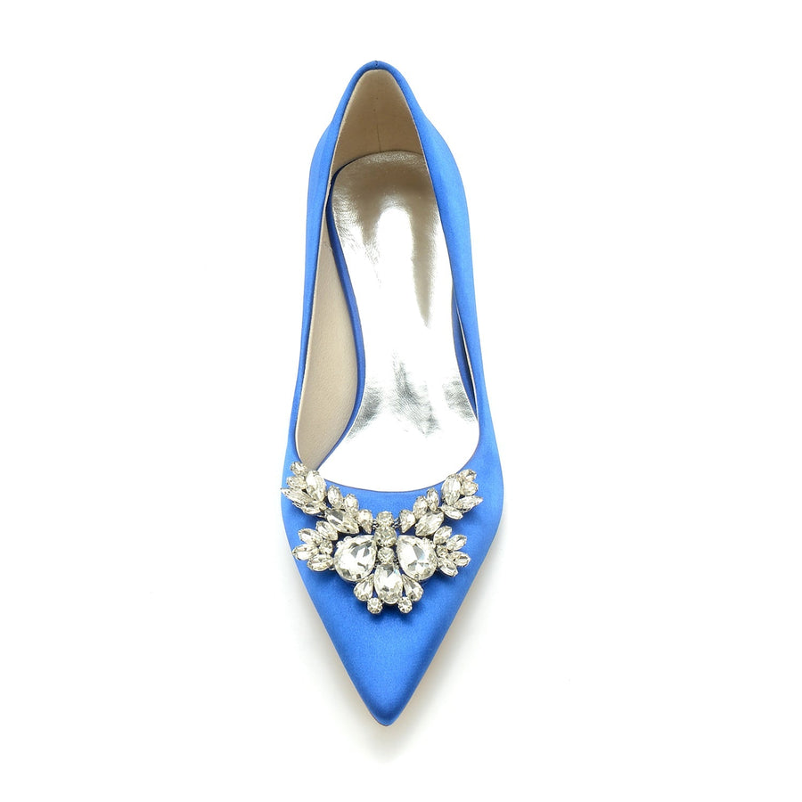 Damen Seidensatin mit Strass Geschlossene Zehen Stiletto-Absatz Abendschuhe