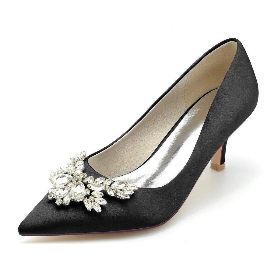 Damen Seidensatin mit Strass Geschlossene Zehen Stiletto-Absatz Abendschuhe