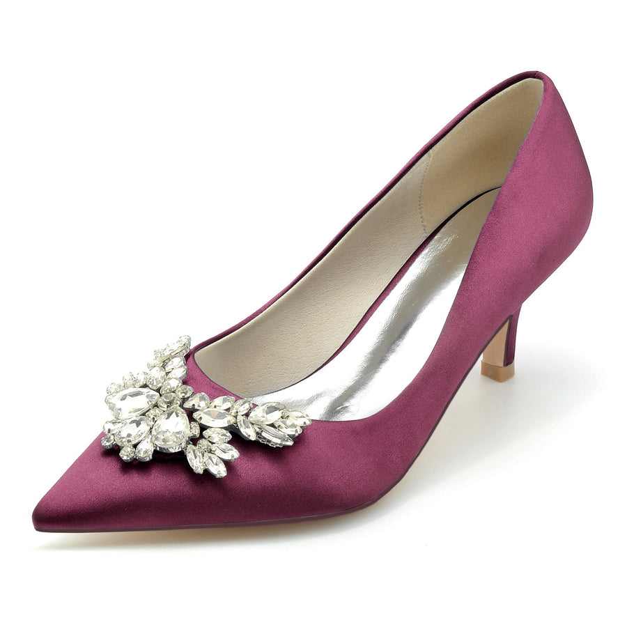 Damen Seidensatin mit Strass Geschlossene Zehen Stiletto-Absatz Abendschuhe