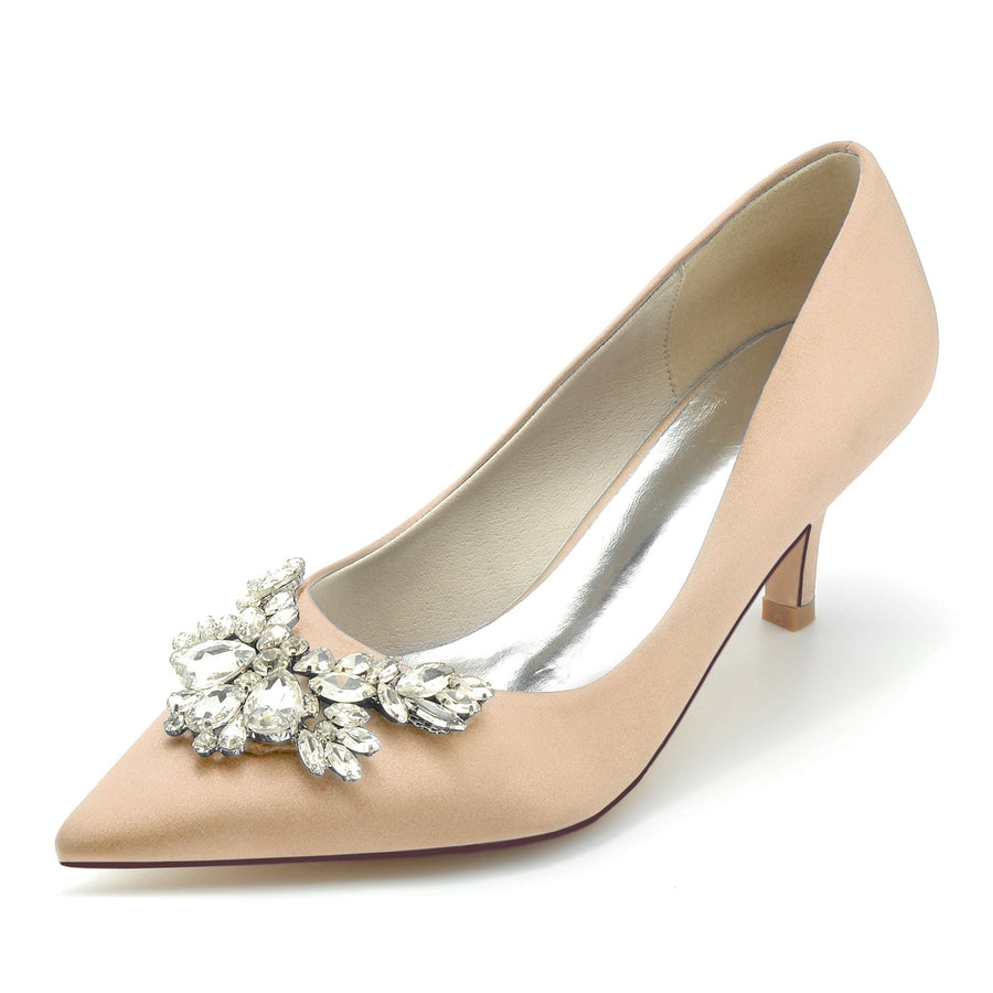 Damen Seidensatin mit Strass Geschlossene Zehen Stiletto-Absatz Abendschuhe