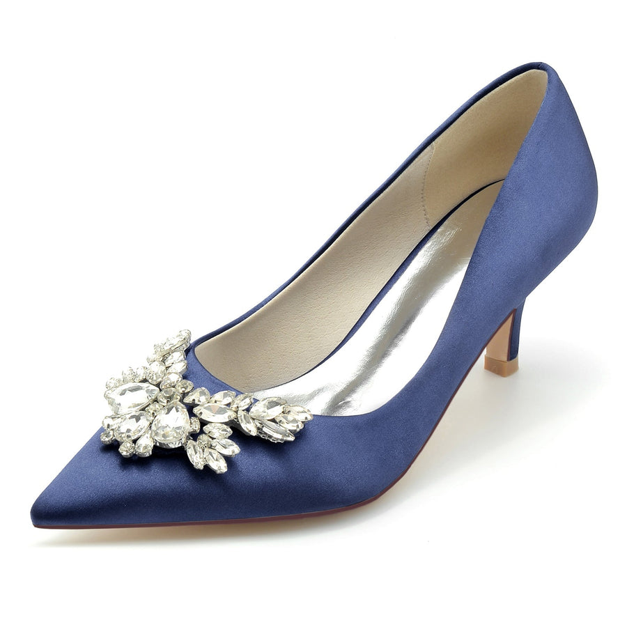 Damen Seidensatin mit Strass Geschlossene Zehen Stiletto-Absatz Abendschuhe