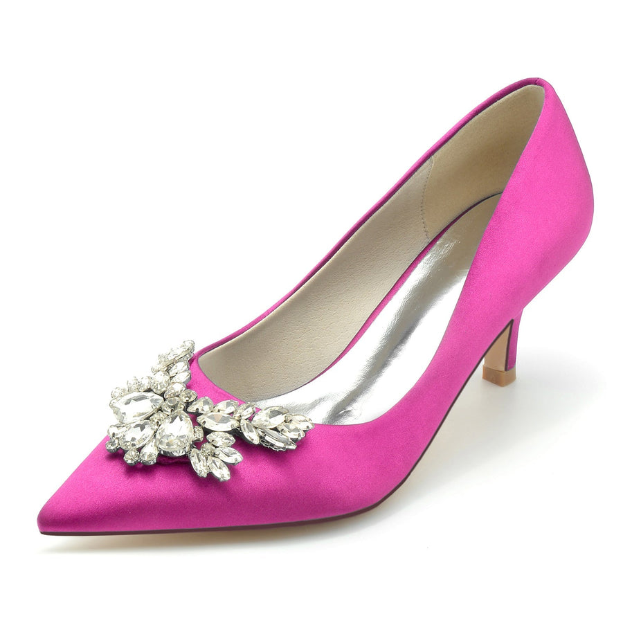 Damen Seidensatin mit Strass Geschlossene Zehen Stiletto-Absatz Abendschuhe