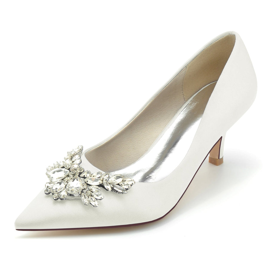 Damen Seidensatin mit Strass Geschlossene Zehen Stiletto-Absatz Abendschuhe