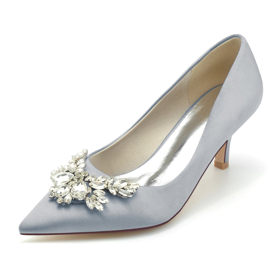 Damen Seidensatin mit Strass Geschlossene Zehen Stiletto-Absatz Abendschuhe