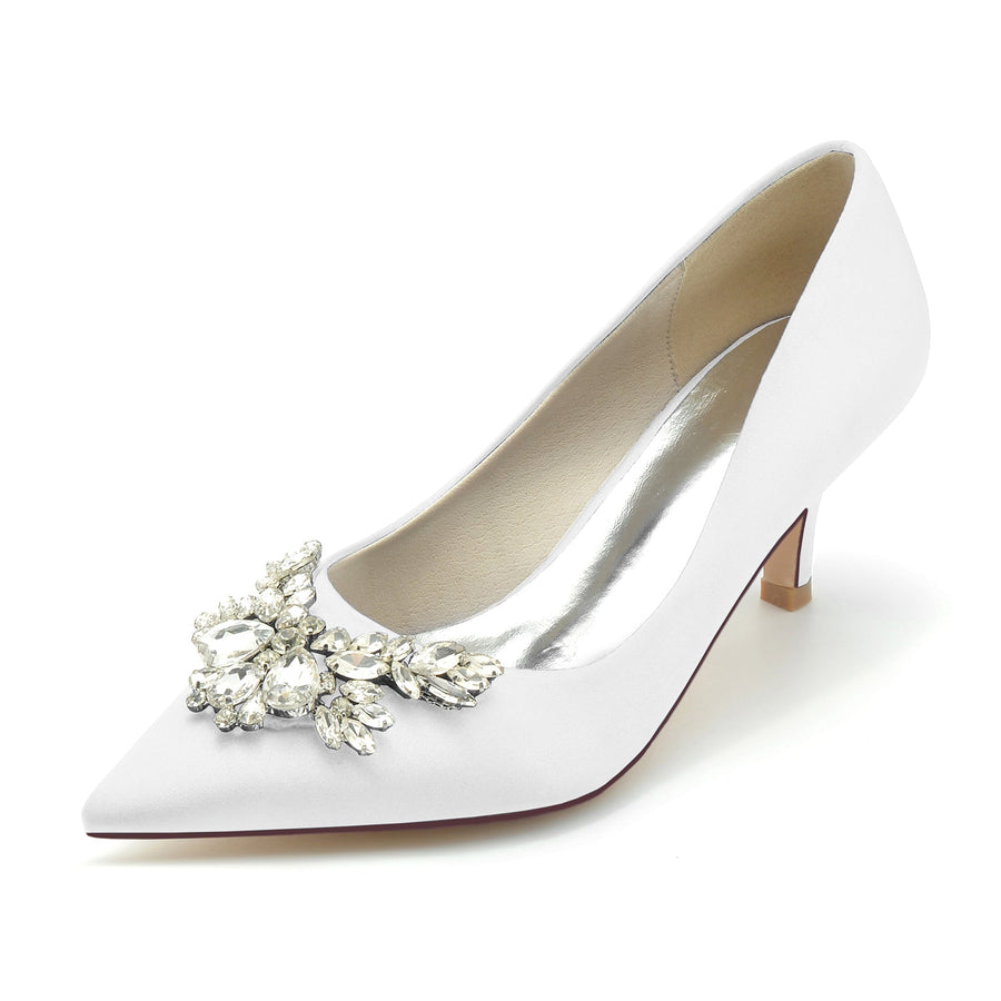 Damen Seidensatin mit Strass Geschlossene Zehen Stiletto-Absatz Abendschuhe