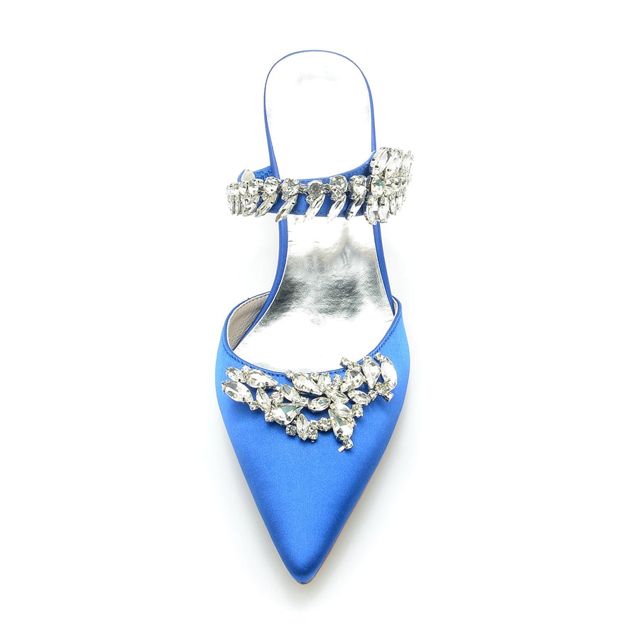 Damen Seidensatin Geschlossene Zehenpartie Strass Stiletto-Absatz Abendschuhe
