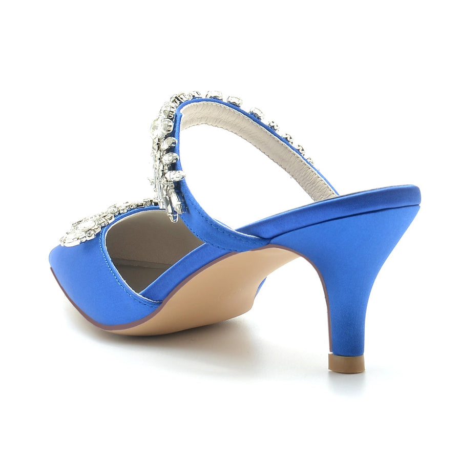 Damen Seidensatin Geschlossene Zehenpartie Strass Stiletto-Absatz Abendschuhe