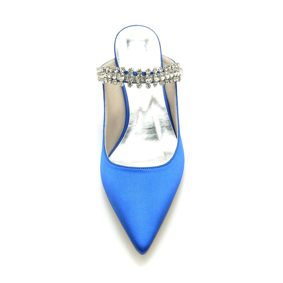 Damen Seidensatin Strass Geschlossene Zehen Stiletto Absatz Party Schuhe