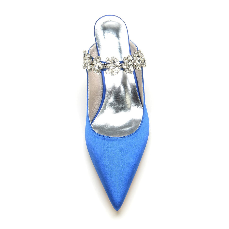 Damen Seidensatin mit Strass Geschlossene Zehen Stiletto-Absatz Partyschuhe