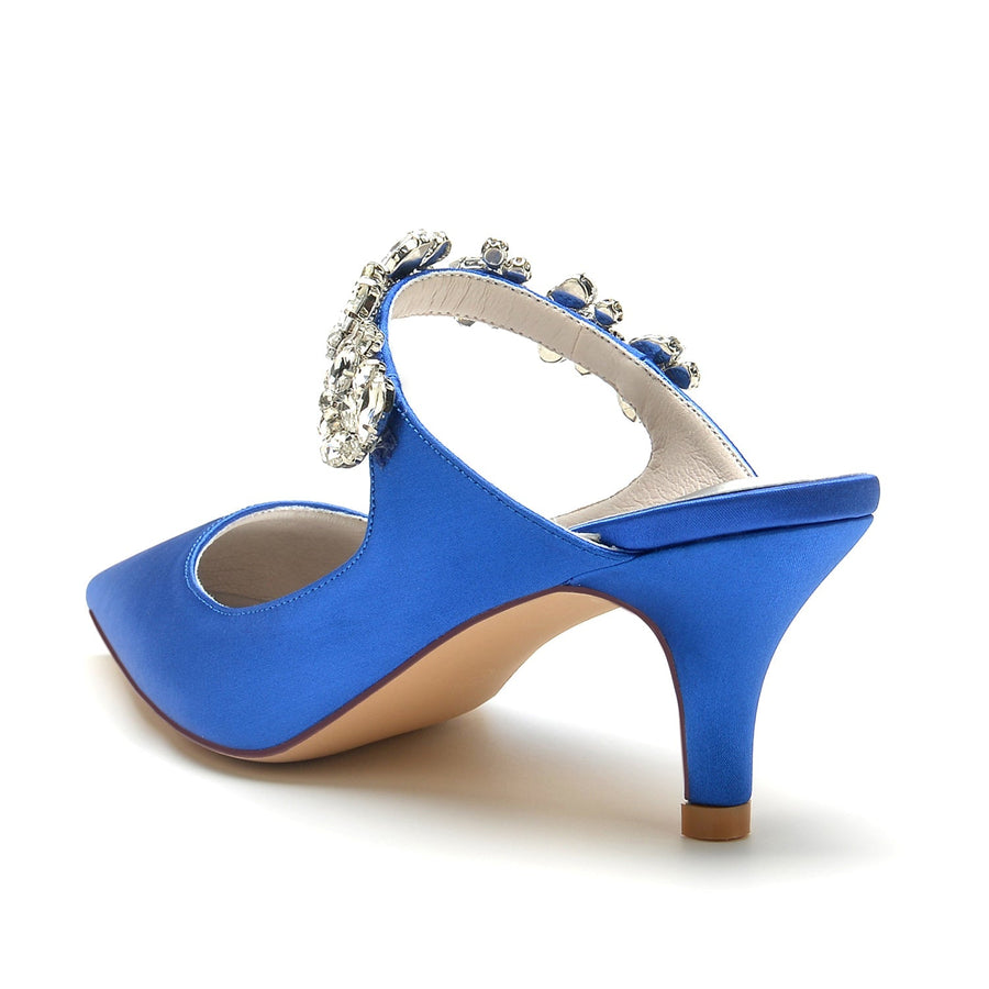 Damen Seidensatin mit Strass Geschlossene Zehen Stiletto-Absatz Partyschuhe