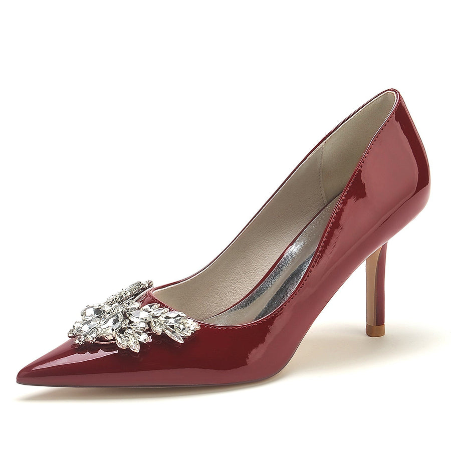 Damen Lackleder Spiegelfinish mit Strass Geschlossene Zehen Stilettoabsatz Brautschuhe