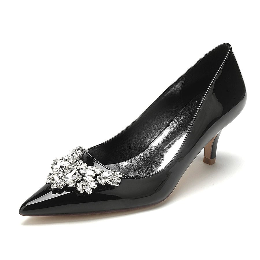 Damen Lackleder Spiegelfinish mit Strass Geschlossene Zehen Stilettoabsatz Abendschuhe