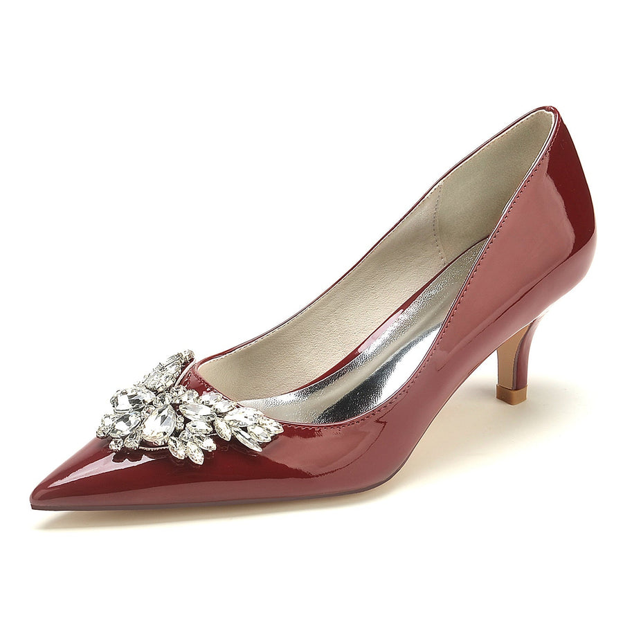 Damen Lackleder Spiegelfinish mit Strass Geschlossene Zehen Stilettoabsatz Abendschuhe