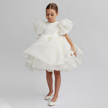 Ballkleid U-Ausschnitt Kurze Ärmel Bedrucktes Blumenmädchenkleid