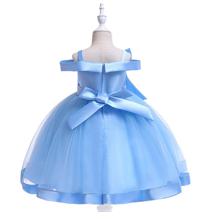 Ballkleid, schulterfrei, ärmellos, Blumenmädchenkleider mit Applikationen und Schleife