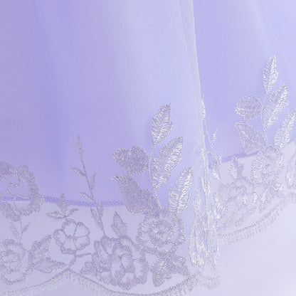 Ballkleid mit U-Ausschnitt und Puffärmeln, Blumenmädchenkleider mit Applikationen