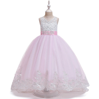 Prinzessin Ballkleid U-Ausschnitt Ärmellose Blumenmädchenkleider mit Applikationen