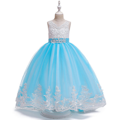 Prinzessin Ballkleid U-Ausschnitt Ärmellose Blumenmädchenkleider mit Applikationen