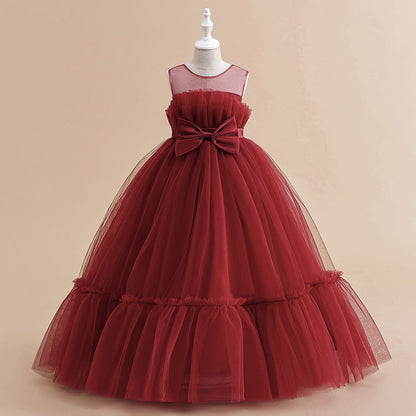 A-Linie/Princess-Linie Illusion Scoop Blumenmädchenkleider mit Schleife