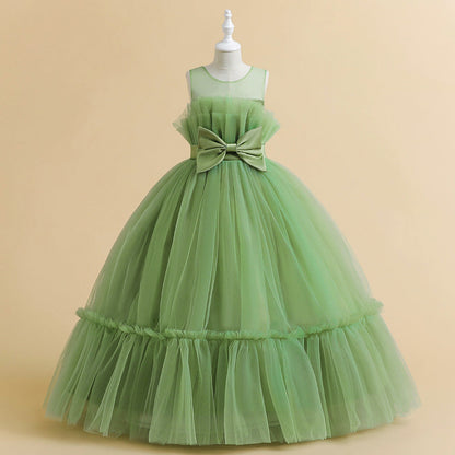 A-Linie/Princess-Linie Illusion Scoop Blumenmädchenkleider mit Schleife
