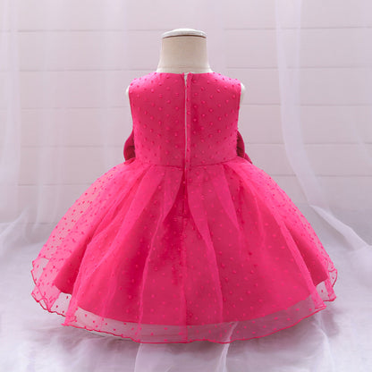 Ballkleid U-Ausschnitt Ärmellose Blumenmädchenkleider mit Schleife